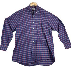 Cutter & Buck Mens Large Button Down Shirt Red Black Plaid Soft Cotton